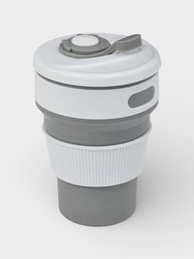 Стакан складной с крышкой Доляна «С собой», 350 мл, 8.5×14 см, серый