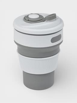 Стакан складной с крышкой Доляна «С собой», 350 мл, 8.5×14 см, серый