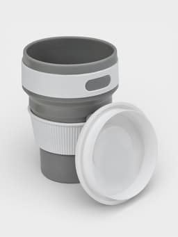 Стакан складной с крышкой Доляна «С собой», 350 мл, 8.5×14 см, серый