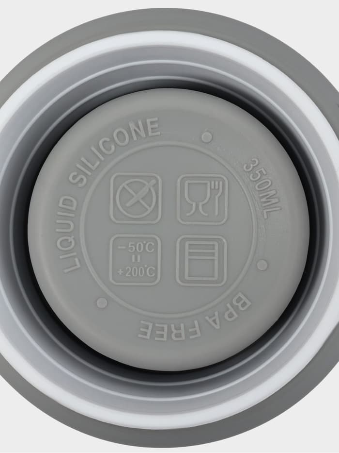 Стакан складной с крышкой Доляна «С собой», 350 мл, 8.5×14 см, серый