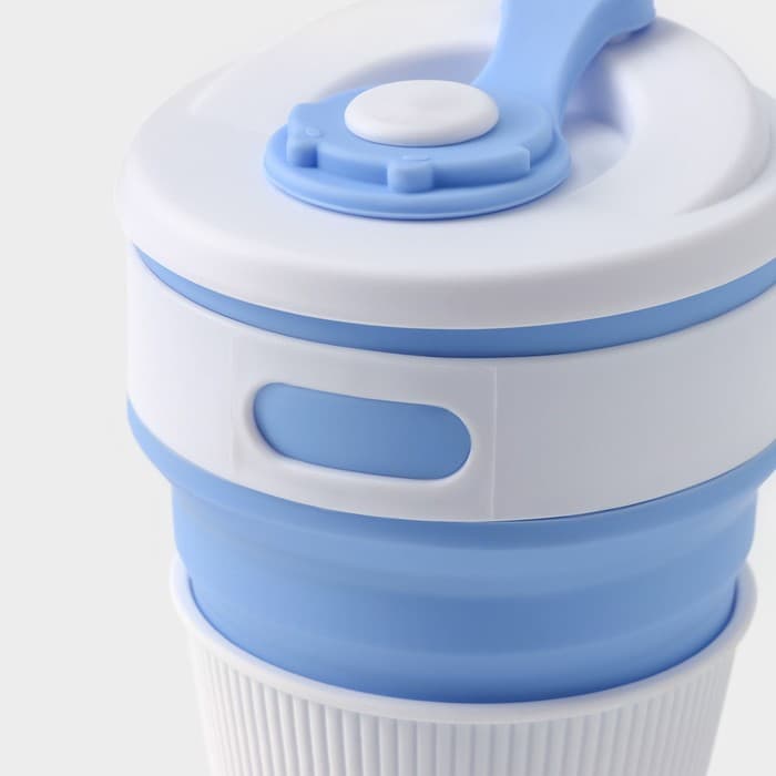 Стакан складной с крышкой Доляна «С собой», 350 мл, 8.5×14 см, голубой