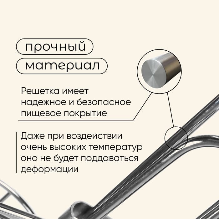 Решётка гриль для овощей Maclay, двойная, хромированная сталь, 49×14×7 см, рабочая поверхность 27×17 см