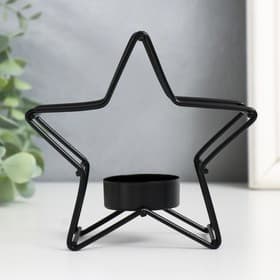 Подсвечник на 1 свечу «Звезда», металл, d=3.8 см, чёрный, 12×5×11.8 см