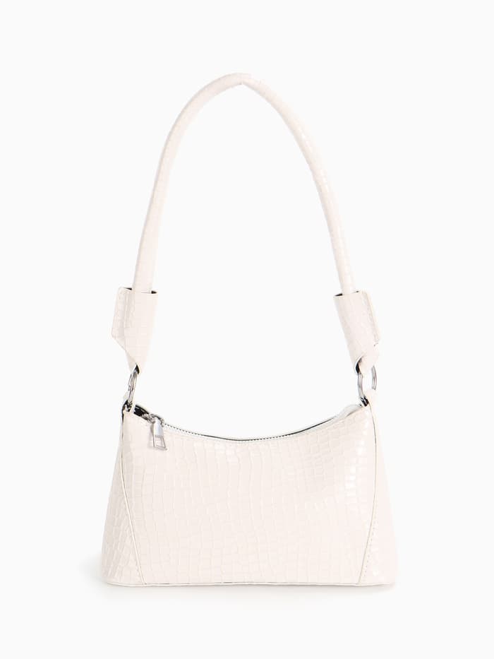 Сумка женская багет на молнии, 21.5×9×13.5 см, белая