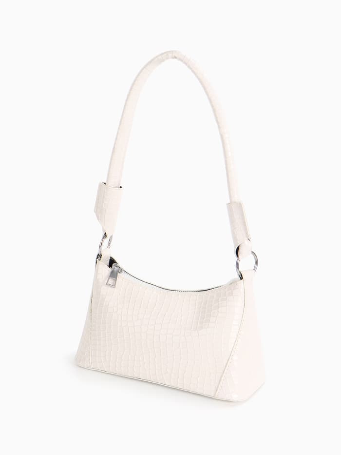 Сумка женская багет на молнии, 21.5×9×13.5 см, белая