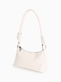 Сумка женская багет на молнии, 21.5×9×13.5 см, белая