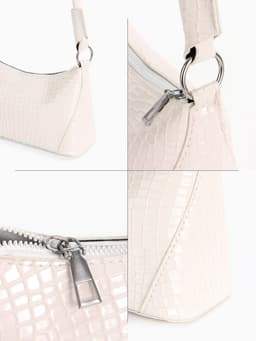 Сумка женская багет на молнии, 21.5×9×13.5 см, белая