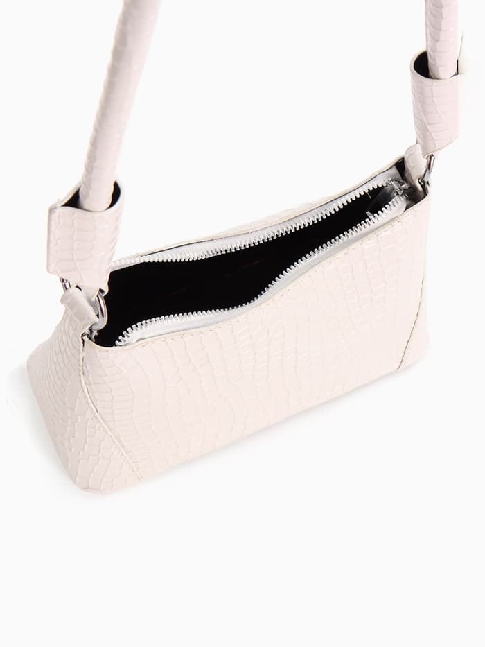 Сумка женская багет на молнии, 21.5×9×13.5 см, белая