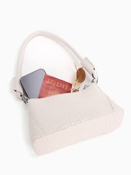 Сумка женская багет на молнии, 21.5×9×13.5 см, белая