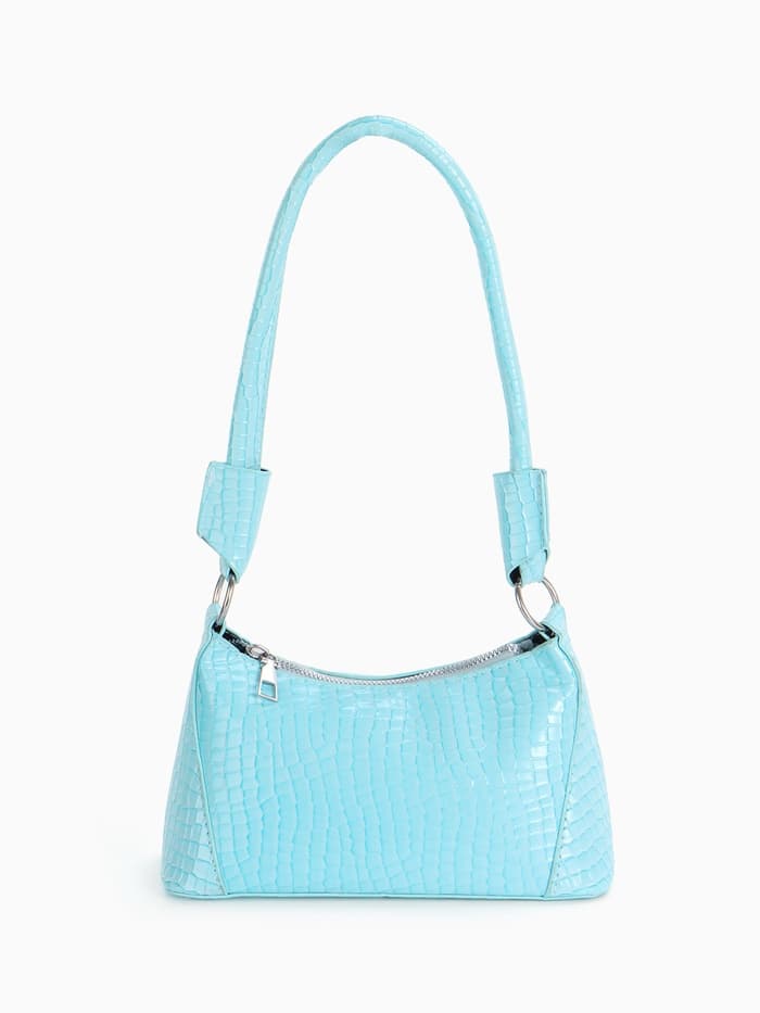 Сумка женская багет на молнии, 21.5×9×13.5 см, голубая