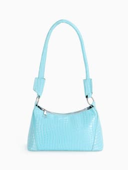 Сумка женская багет на молнии, 21.5×9×13.5 см, голубая