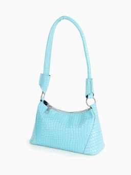 Сумка женская багет на молнии, 21.5×9×13.5 см, голубая