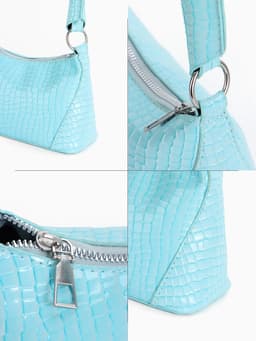 Сумка женская багет на молнии, 21.5×9×13.5 см, голубая