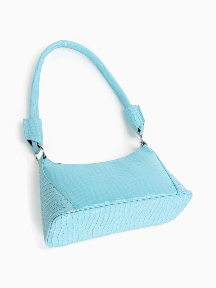 Сумка женская багет на молнии, 21.5×9×13.5 см, голубая