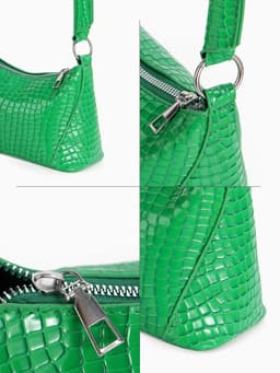 Сумка женская багет на молнии, 21.5×9×13.5 см, зелёная