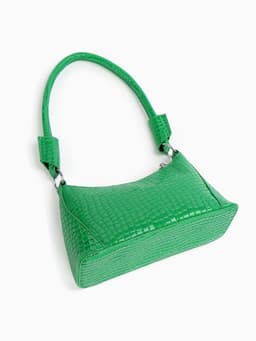 Сумка женская багет на молнии, 21.5×9×13.5 см, зелёная