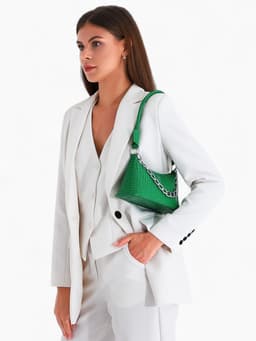 Сумка женская багет на молнии, 21.5×9×13.5 см, зелёная