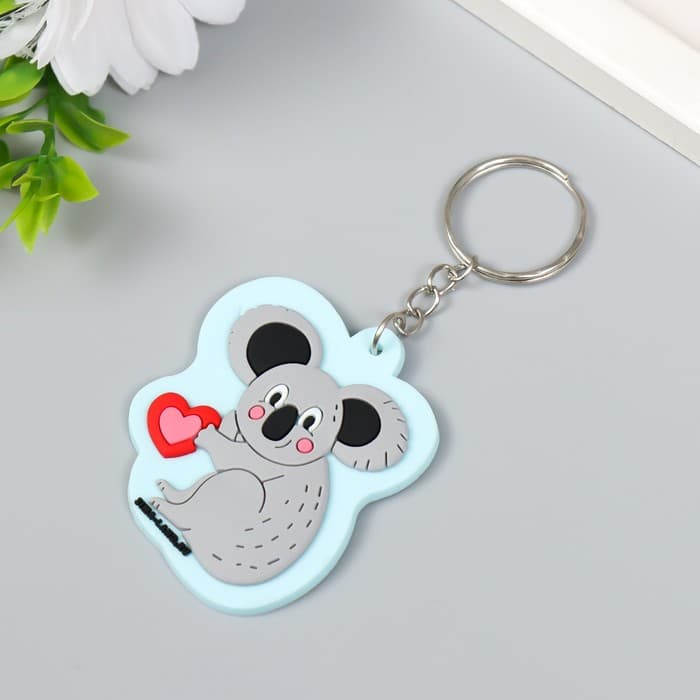 Брелок для ключей на кольце «Румяная коала с сердечком», резина, 5×5.5 см