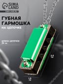 Губная гармошка Music Life 4 отверстия, 8 тонов, 3.5×1.5×1 см, цепь 28 см, зеленая
