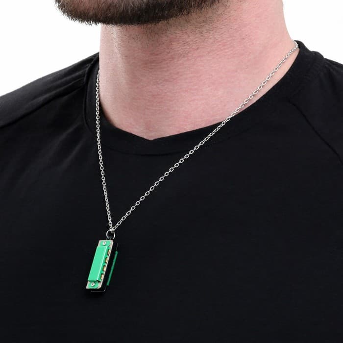 Губная гармошка Music Life 4 отверстия, 8 тонов, 3.5×1.5×1 см, цепь 28 см, зеленая