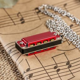 Губная гармошка Music Life 4 отверстия, 8 тонов, 3.5×1.5×1 см, цепь 28 см, красная