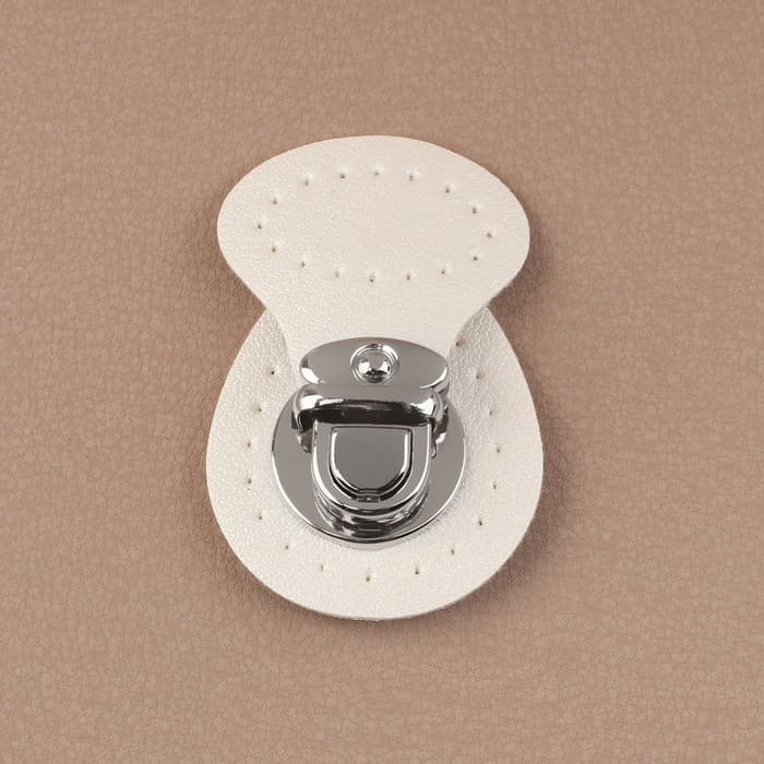 Застёжка для сумки, пришивная, 6×4 см, цвет белый, серебряный