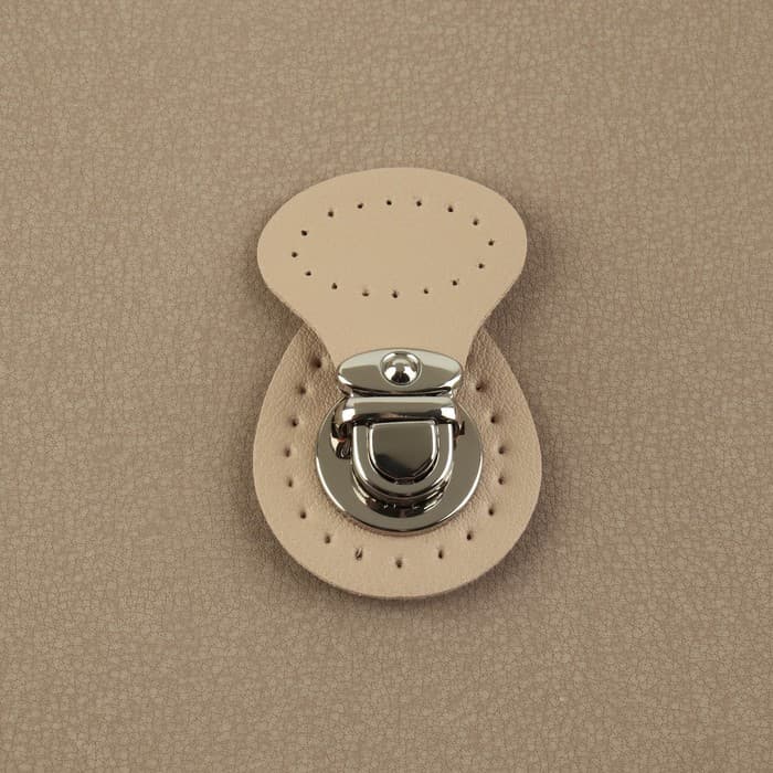 Застёжка для сумки, пришивная, 6×4 см, цвет бежевый, серебряный