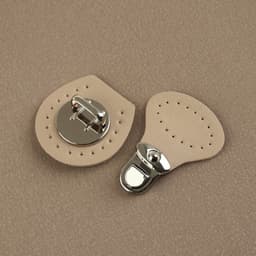 Застёжка для сумки, пришивная, 6×4 см, цвет бежевый, серебряный