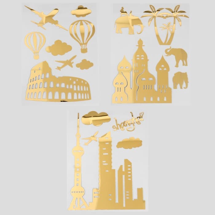 Наклейка интерьерная зеркальная «Путешествия», декор на стену, 31.5×41 см, МИКС