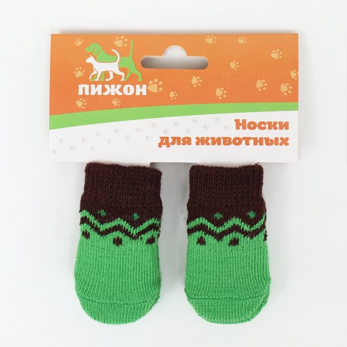 Носки нескользящие, размер S (2.5/3.5×6 см), набор 4 шт., зеленые