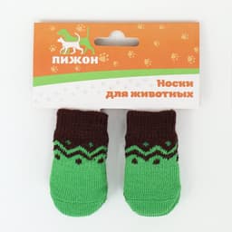 Носки нескользящие, размер S (2.5/3.5×6 см), набор 4 шт., зеленые