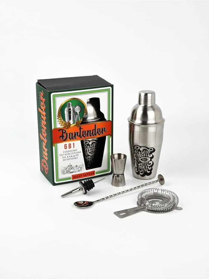Подарочный набор барный «Bartender»: 5 предметов, карточки с рецептами