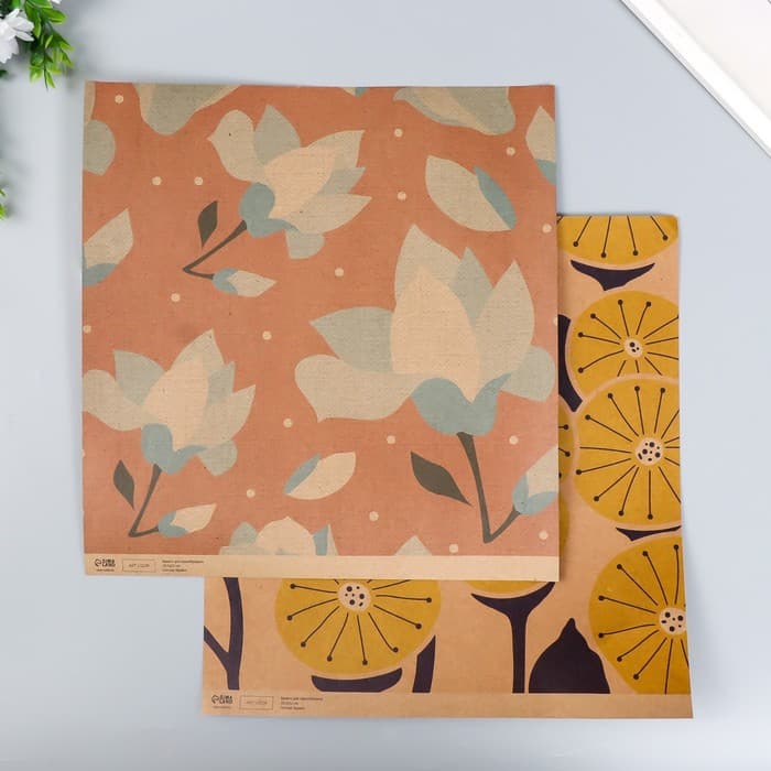 Бумага для скрапбукинга двусторонняя крафт «Цветы», плотность 180 г, 30.5×32 см