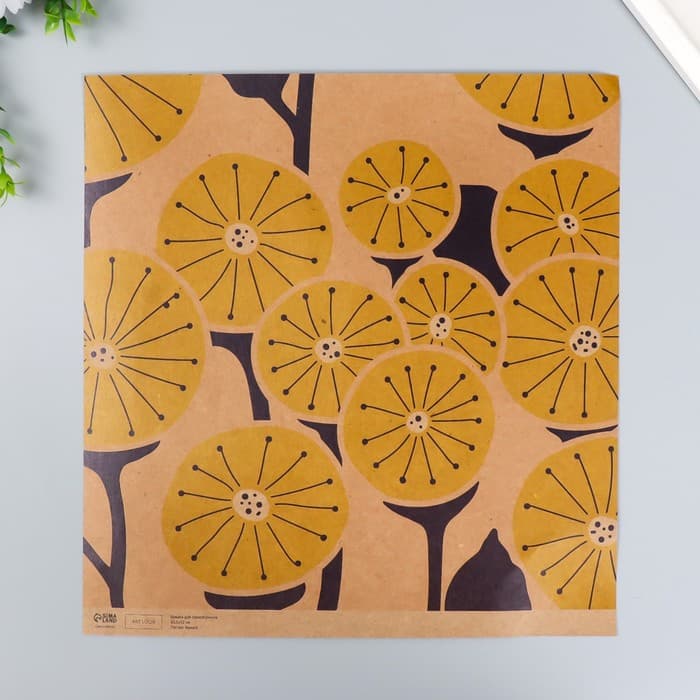 Бумага для скрапбукинга двусторонняя крафт «Цветы», плотность 180 г, 30.5×32 см