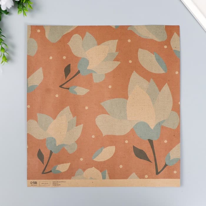 Бумага для скрапбукинга двусторонняя крафт «Цветы», плотность 180 г, 30.5×32 см