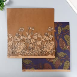 Бумага для скрапбукинга двусторонняя крафт «Какао и цветы», плотность 180 г, 30.5×32 см