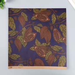 Бумага для скрапбукинга двусторонняя крафт «Какао и цветы», плотность 180 г, 30.5×32 см