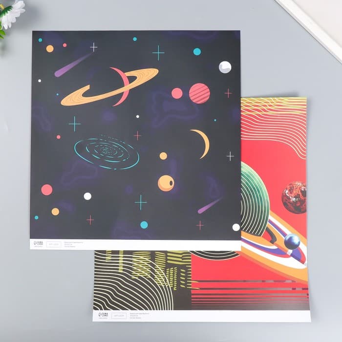 Двусторонняя бумага для скрапбукинга «Арт Узор. Космос», 180 г/м², 30.5×32 см