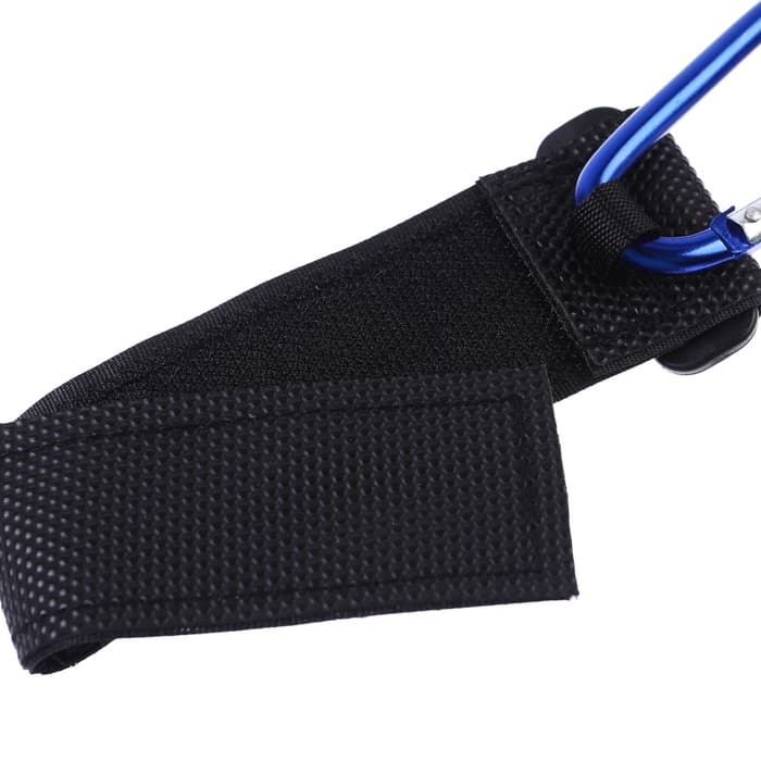 Крючок карабин для сумок на коляску, на липучке, синий