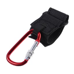 Крючок карабин для сумок на коляску, на липучке, экокожа, красный