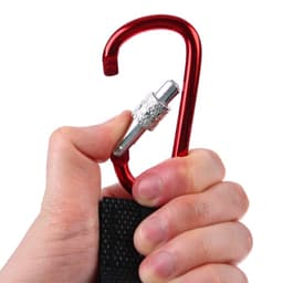 Крючок карабин для сумок на коляску, на липучке, экокожа, красный