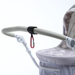 Крючок карабин для сумок на коляску, на липучке, экокожа, красный