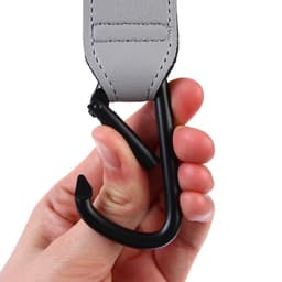 Крючок карабин для сумок на коляску, на липучке, экокожа, серый