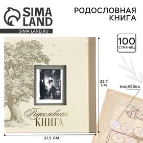 Родословная книга с рамкой под фото «Семейная», 21.5×23.7 см