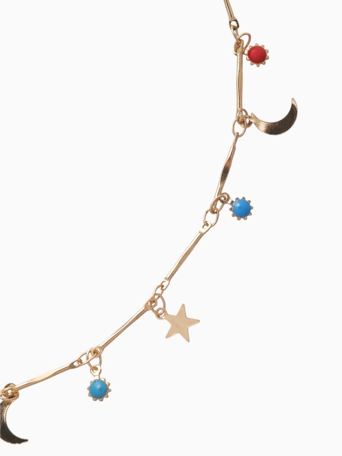 Чокер «Полумесяц», цветной в золоте, 35 см