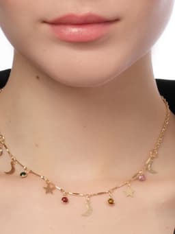 Чокер «Полумесяц», цветной в золоте, 35 см