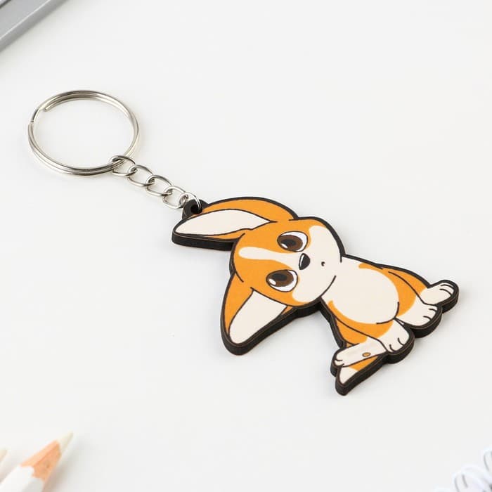 Брелок для ключей деревянный «Собачка с ушками», 4.7×6 см