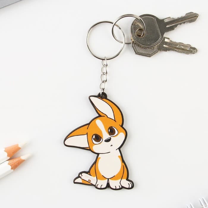 Брелок для ключей деревянный «Собачка с ушками», 4.7×6 см