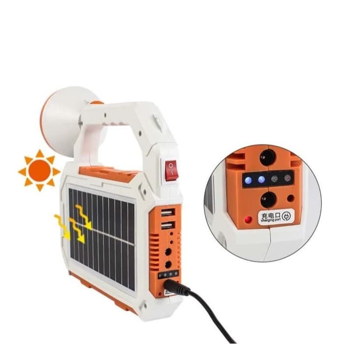 Фонарь прожекторный аккумуляторный, 5 Вт, 7200 мАч, XPG, IP65, солнечная батарея, 21.4×20.5 см