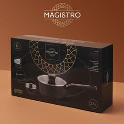 Ковш Magistro Flame, 2.3 л, d=20 см, h=8.8 см, с крышкой, антипригарное покрытие, индукция, чёрный